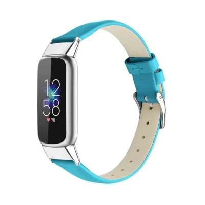 Afbeelding van Fitbit Luxe Leren bandje Maat: Small Blauw Roestvrijstale gespsluiting