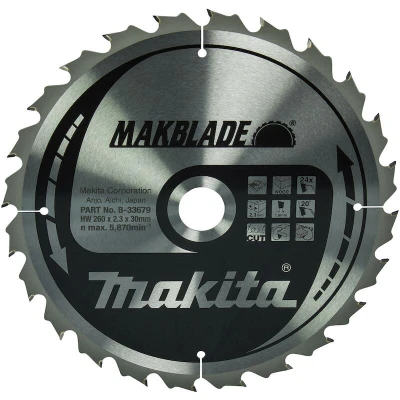Afbeelding van Makita Cirkelzaagblad voor Hout Makblade Ø 260mm Asgat 30mm 24T B 33679