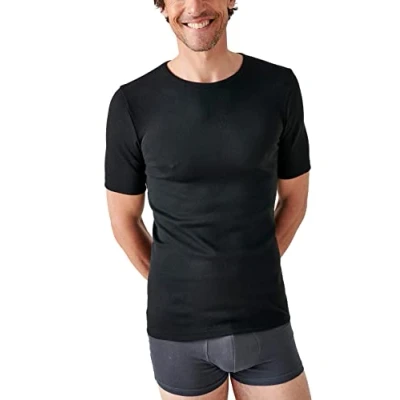 Image de Damart T Shirt Maille Classique Thermolactyl, Homme, Blanc, Taille S, Manches Courtes, Noir, XXL