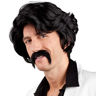 Image de perruque chuck moustache noir homme 86346