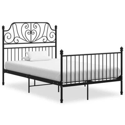 Afbeelding van Bedframe metaal en multiplex zwart 120x200 cm