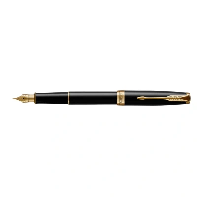 Afbeelding van Parker Sonnet Black Laquer GT Vulpen Schrijfwijze: Fijn Kleur: Zwart De Vulpenwereld