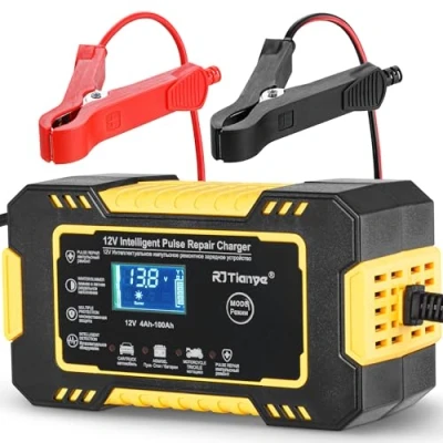 Afbeelding van Mata1 auto acculader (12 V/6 A), slimme druppellader met 4 oplaadmodi, desulfator en onderhouder voor grond zeevoertuigen