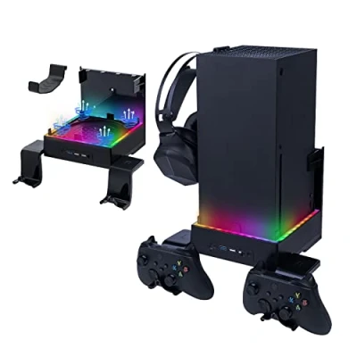 Afbeelding van Mcbazel Xbox Series X wandhouder koelventilator, RGB led koelsysteemhouder, USB poorten/controllerhouders.