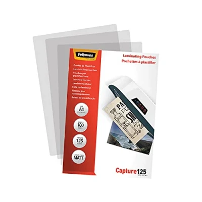 Afbeelding van Fellowes lamineerhoes Capture125 ft A4, 250 micron (2 x 125 micron), pak van 100 stuks, mat