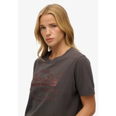 Afbeelding van Superdry Vintage T shirt met versierd logo en relaxte pasvorm Dames shirts