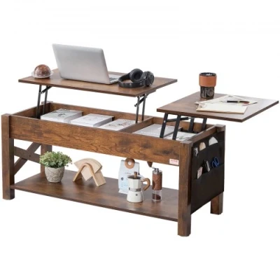 Image de VEVOR table basse relevable rectangulaire 1200 mm pour salon marron