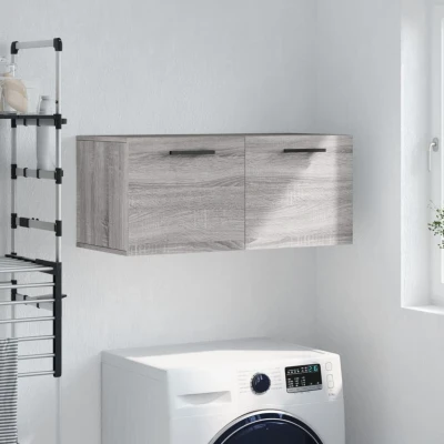 Afbeelding van Wandkast 80x36,5x35 cm bewerkt hout grijs sonoma eikenkleurig