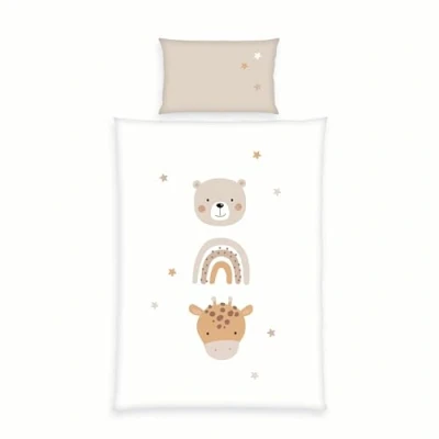 Afbeelding van Klaus Herding GmbH Little Friends beddengoed, 100% katoen, renforcé, kussensloop 40 x 60 cm, dekbedovertrek ca. 100 135 met eenvoudige ritssluiting