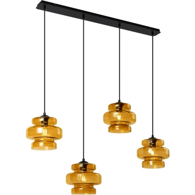 Afbeelding van QAZQA denise Retro Hanglamp voor boven de eettafel in eetkamer 4 lichts L 113.5 cm Oranje Woonkamer Slaapkamer Keuken