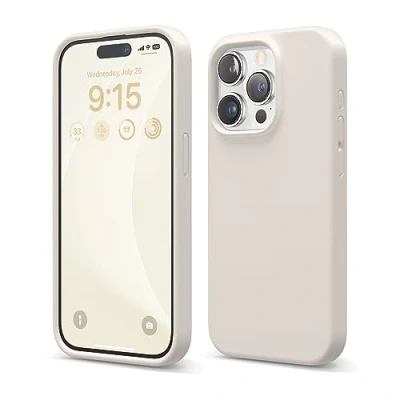 Afbeelding van elago Liquid siliconen hoes, compatibel met iPhone 15 Pro, premium siliconen, volledige bescherming [4 laagse schokbestendige structuur], zachte microvezelvoering