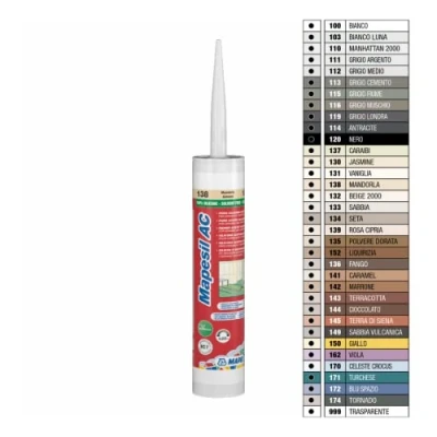 Afbeelding van Mapei Mapesil AC Siliconenkit Voor Afdichten Van Voegen Kleur 100 Wit 310 ml