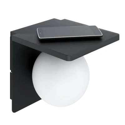 Afbeelding van EGLO Ciglie Wandlamp met QI lader 1 lichts 18 cm. E14 zwart