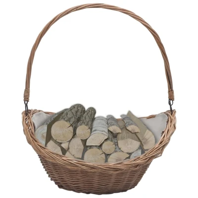Afbeelding van Houtmand met handvat 57x46,5x52 cm wilgenhout bruin