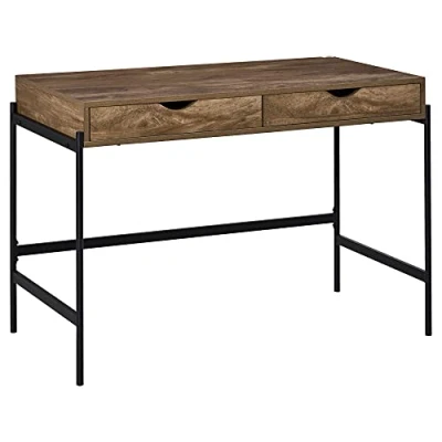 Afbeelding van HOMCOM Bureau in industriële stijl, afm. 110 x 55 75 cm lade + 2 laden, metalen frame, zwart, MDF plaat, houtlook