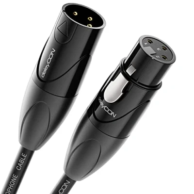 Afbeelding van deleyCON XLR audiokabel, 5 m, studiokwaliteit, van zuiver OFC koper (AWG24), microfoonkabel met EMI en RFID bescherming, metalen vergrendeling verguld contact, 3 polig DMX