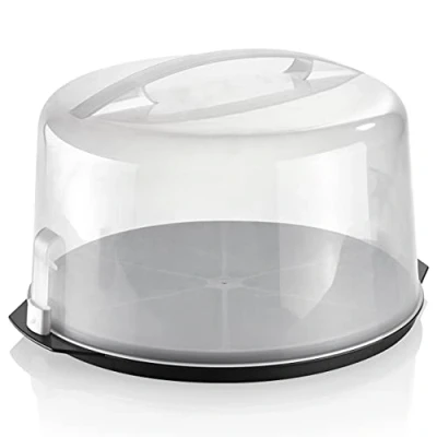 Afbeelding van Grizzly Ronde taarttransportbox met kliksluiting, Ø 35 cm, 20 cm hoog, taartkap indelingshulp, extra hoog