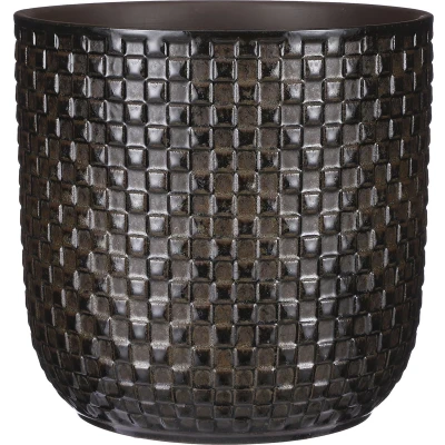 Afbeelding van Mica Decorations Daan Bloempot H20 x Ø21 cm Keramiek Zwart