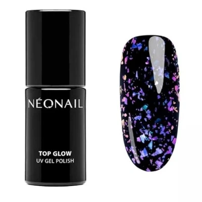Afbeelding van Neonail UV Nagellak Top Coat Gel Glow Violet Aurora Flakes 7,2 ml voor nagels Glitter Nail Design
