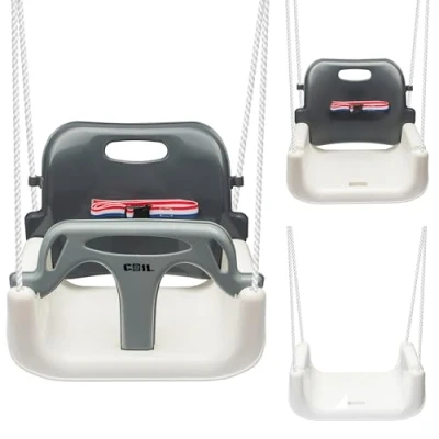 Afbeelding van COIL 3 in 1 baby schommel, verstelbare zitting, met schommelzitje, kinderschommel rugleuning en bevestigingsriem, belasting: 60 kg, wit