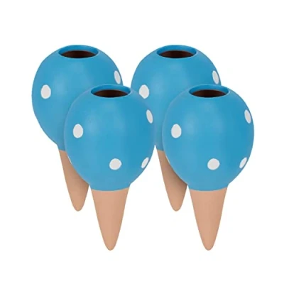 Afbeelding van Relaxdays waterdruppelaars keramiek set van 4 waterbollen bolletjes blauw/wit