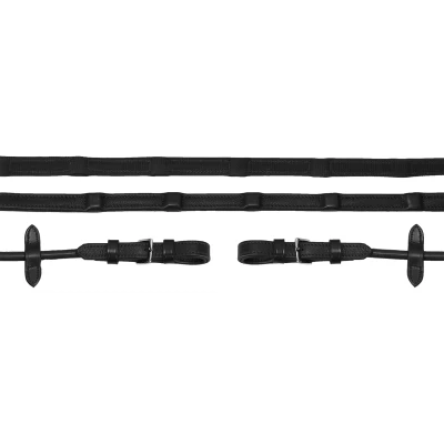 Image de Schockemöhle Rênes Durasoft Rolled Grip Noir/Argent