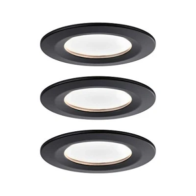 Image de Paulmann 94474 kit de 3 spots encastrés LED Nova fixe blanc chaud gradable sur niveaux rond incl. 3x6,5 watts projecteurs Noir mat spot alu lampe encastrée 2700 K Coin