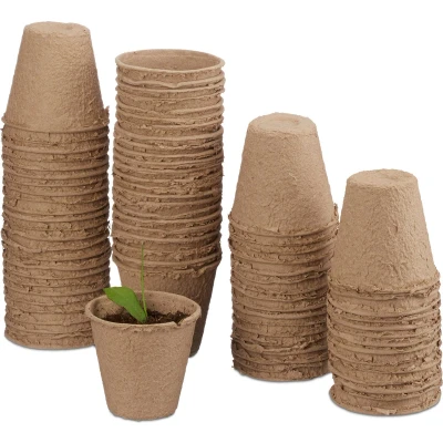 Afbeelding van Relaxdays kweekpotjes biologisch afbreekbaar stekpotjes turfpotjes Ø 6 cm set