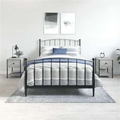 Afbeelding van vidaXL Nachtkastjes 2 st 34x35,5x45 cm bewerkt hout grijs sonoma eiken