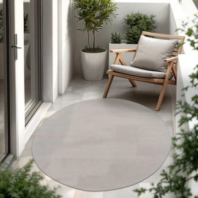 Afbeelding van Paco Home In &amp; Outdoor Balkon Terras Keukenvloerkleed Eenkleurig Gemêleerd Patroon 200 cm Rund
