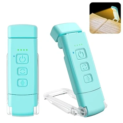 Afbeelding van Alyvisun Oplaadbare leeslamp, 3 kleurmodi en 5 instelbare helderheidsniveaus, [timerfunctie] leeslamp om in bed te lezen, batterijduur van 80 uur, blauw