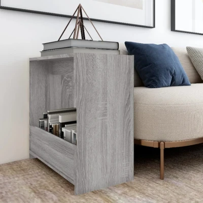 Afbeelding van Bijzettafel 50x26x50 cm bewerkt hout grijs sonoma eikenkleurig