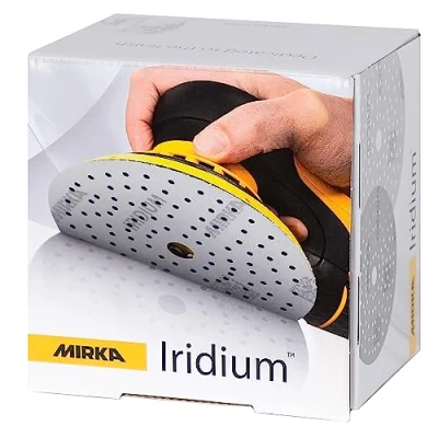 Afbeelding van Mirka Iridium Premium schuurpapier, Ø 125 mm, klittenband, 89 gaten, korrel 80, 100 stuks/voor het schuren van verf, plamuur, primer, hout, staal, minerale materialen, kunststof