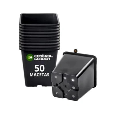 Afbeelding van CONTROL GARDEN 50 stuks zwarte vierkante plantenpotten 8 x 7 cm kunststof potten voor bloemen en zaailingen ideaal binnen buiten bloemen, stekken zaden