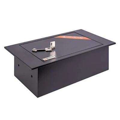 Afbeelding van Brihard vloerkluis met sleutel, geïntegreerde slot, 39 x 21 13 cm, kist sleutelslot, veilige opslag voor thuis