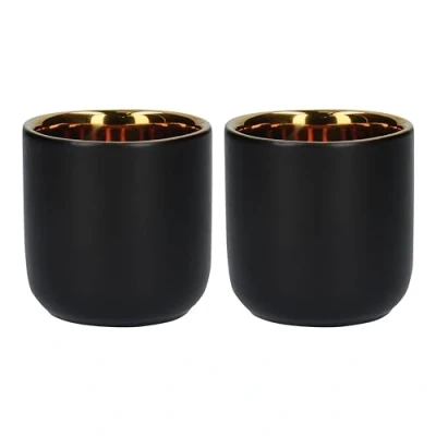 Afbeelding van La Cafetiere LCDWMUG702PC Espressokopjes, dubbelwandig, keramiek, 70 ml, zwart, 2 stuks