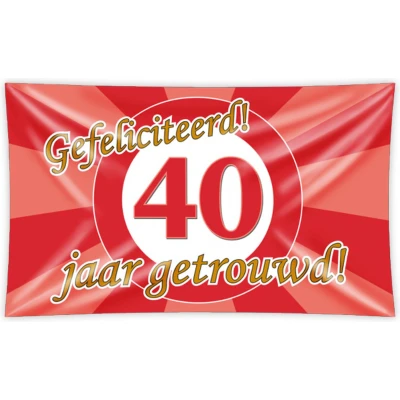 Afbeelding van Gevelvlag 40 jaar getrouwd verkeersbord XXL 150x90cm