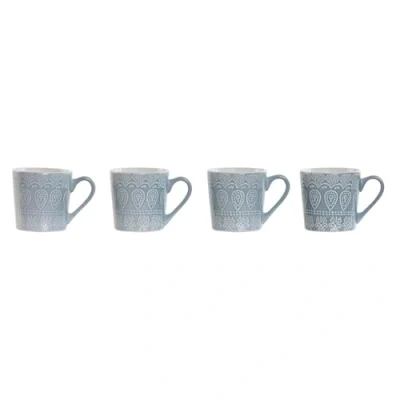 Afbeelding van Set van 4 mokken Home ESPRIT Blauw Keramiek 340 ml 13 x 9,5 9,2 cm Mandala