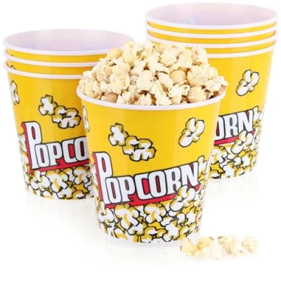 Afbeelding van COM FOUR® 8 x XL popcornemmer popcornschaal popcornbeker kleine popcornmok voor de perfecte filmavond thuis 2,8 liter (2,8 emmers)