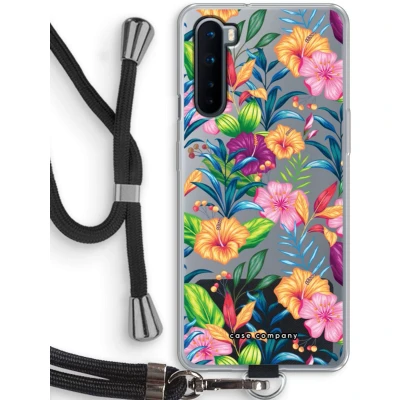 Afbeelding van Case Company® hoesje met Koord geschikt voor OnePlus Nord Tropisch 2 Telefoonhoesje Zwart Bescherming aan alle Kanten en Over de Schermrand