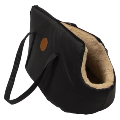 Afbeelding van Jack and Vanilla Timeless Classy Hondendraagtas Zwart Kunstleer/Pluche 55x30x18 cm