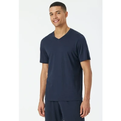 Afbeelding van Schiesser Pyjamashirt Mix+ Relax Marine 54