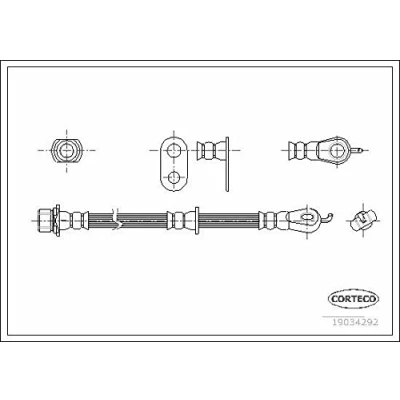 Afbeelding van CORTECO 19034292 Remslang Vooras links 495 TOYOTA: Aygo, CITROËN: C1 I, PEUGEOT: 107 Hatchback