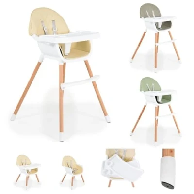 Afbeelding van Cangaroo Gelato Beige 2 in 1 Houten Kinderstoel