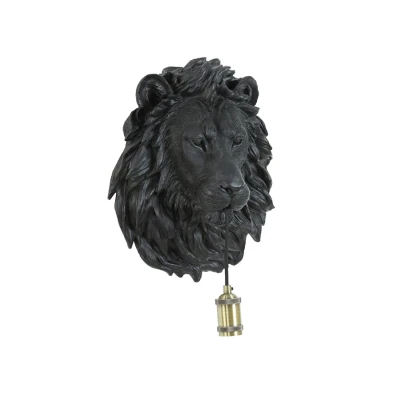 Afbeelding van Lion wandlamp 33,5x19x40,5 cm mat zwart