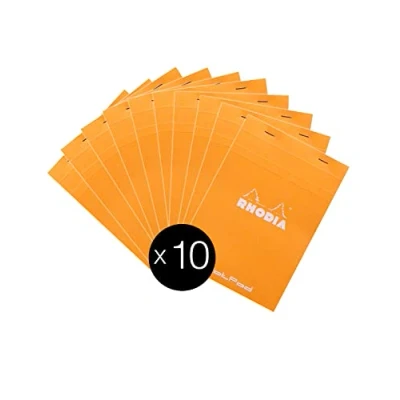 Afbeelding van RHODIA 16558C notitieblok, geniet, dotpad nr. 16, oranje A5 gestippeld, 80 vellen afneembaar, wit Clairefontaine papier g/m² envelop in gecoate kaart pakket met 10 blokken