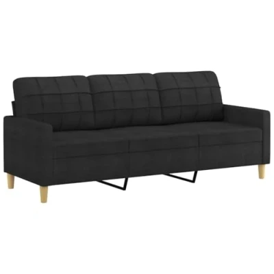 Image de vidaXL Canapé à 3 places Noir 180 cm Tissu359371