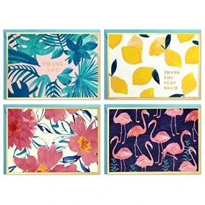 Afbeelding van Hallmark Assortiment blanco bedankkaarten (40 kaarten en bijpassende tropische enveloppen)