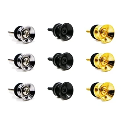 Afbeelding van BOBOZHONG Gitaarband Sloten, 9 stuks Gitaarriemsloten van metaal, antislip, gitaarband, gitaarbandslot, voor elektrische akoestische gitaar (goud zilver in zwart goud)