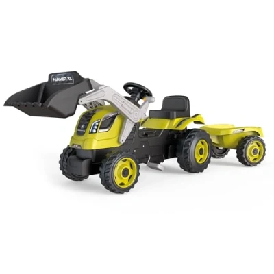 Image de Tracteur à pédales Smoby avec remorque détachable l&#039;arrière